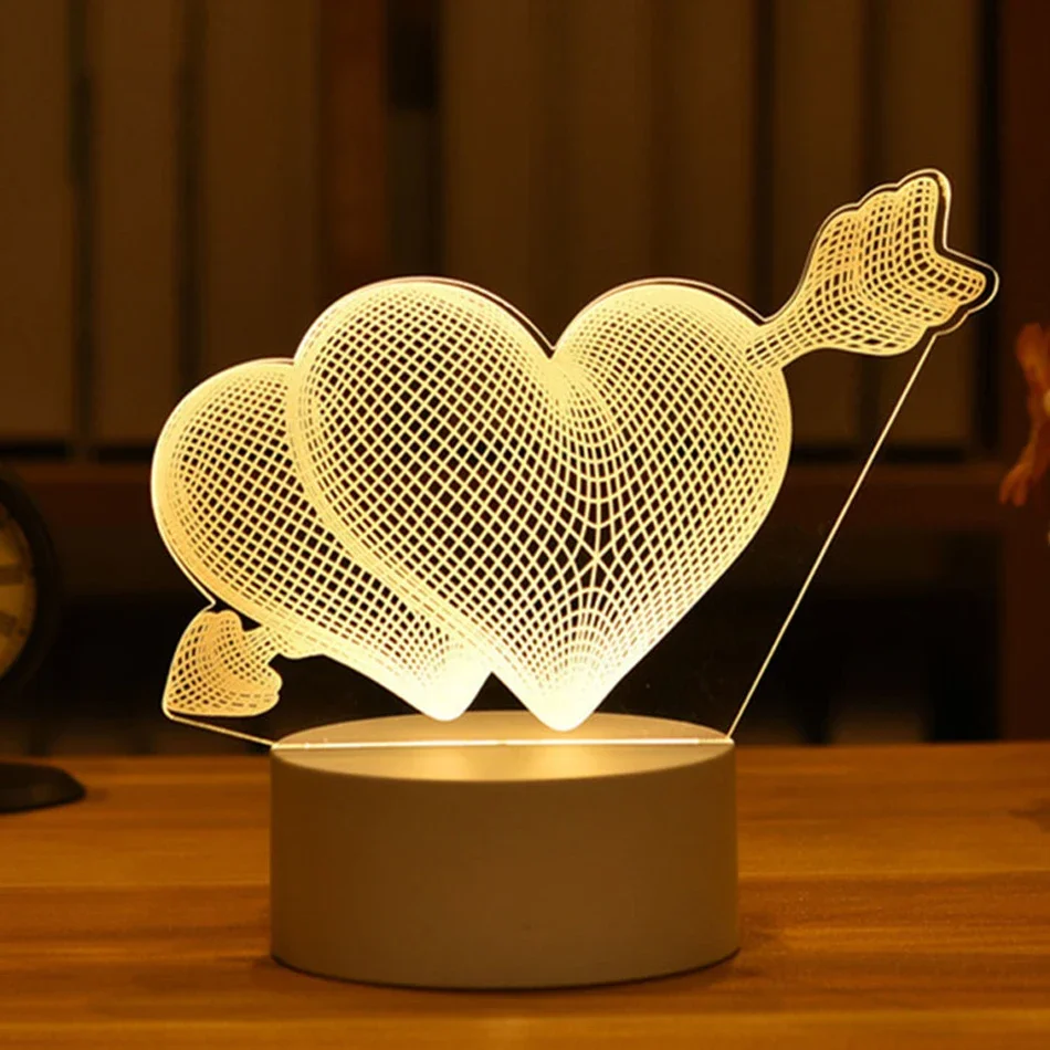 Luminária Noturna Led Usb 3d em Acrílico , Ideal para Decoração de Casa e Quarto. MDUG (7 Cores)