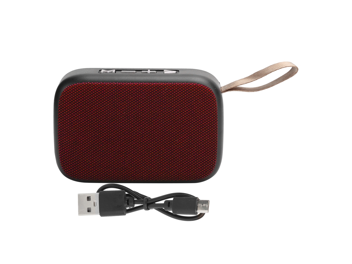 Mini alto-falante estéreo sem fio USB portátil com subwoofer, Bluetooth e rádio FM, vermelho | S/MARCA