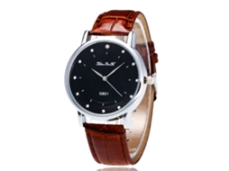 Relógio Feminino Zhoulianfa de Pulseira de Couro com Padrão de Bambu Marrom G801