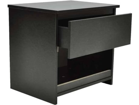 Mesa de cabeceira com 1 gaveta 2 pcs preto