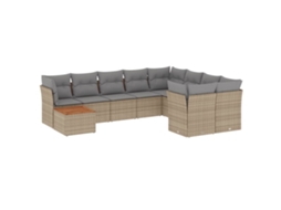 Conjunto de 10 Sofás Jardim C/ Almofadões Vime Pe Bege Misturado MAISON EXCLUSIVE (10 pcs)