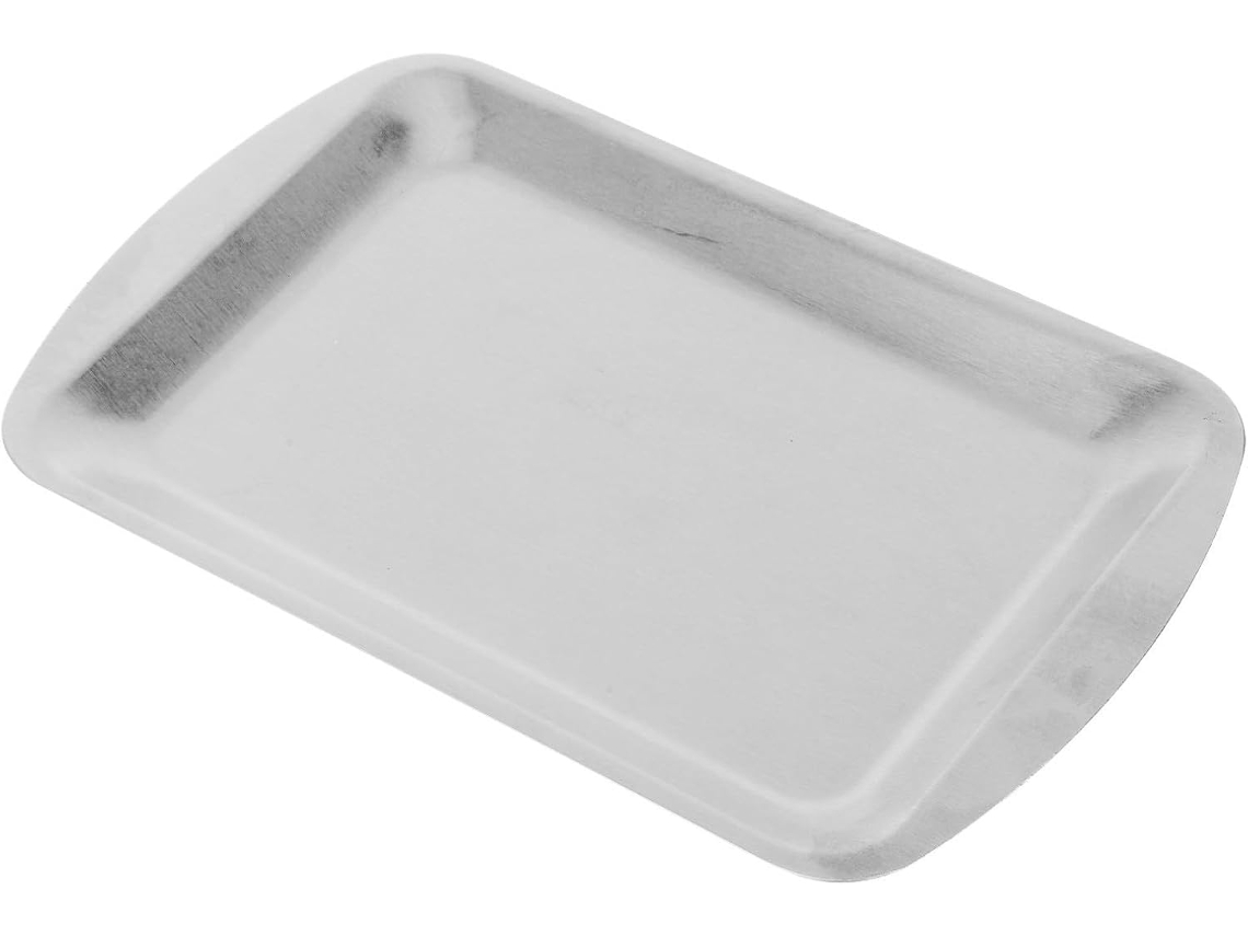 Bandeja Retangular Plana Para Servir, Feita De Aço Inoxidável.