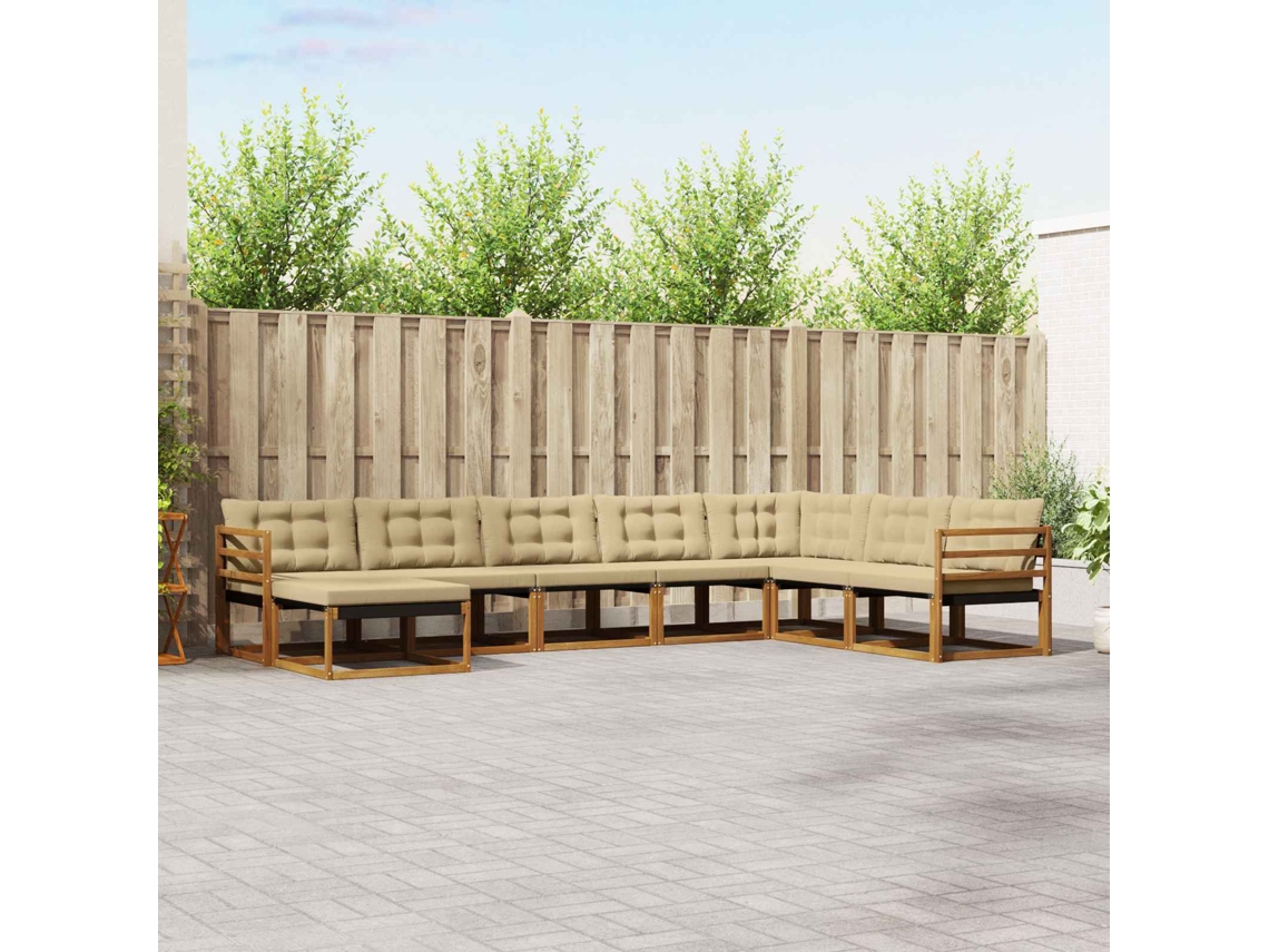 Vidaxl Conjunto De Sofás Para Exterior 8 Unid. Natural E Bege