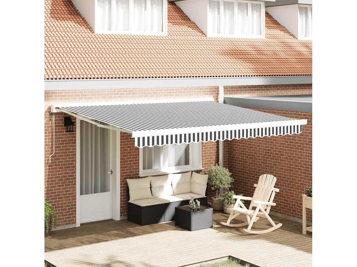 Vidaxl Toldo Retrátil 4x3 M Tecido E Alumínio Antracite E Branco