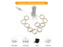 Luzes de Cortina de Fada 300 Leds 8 Modos Usb para Natal