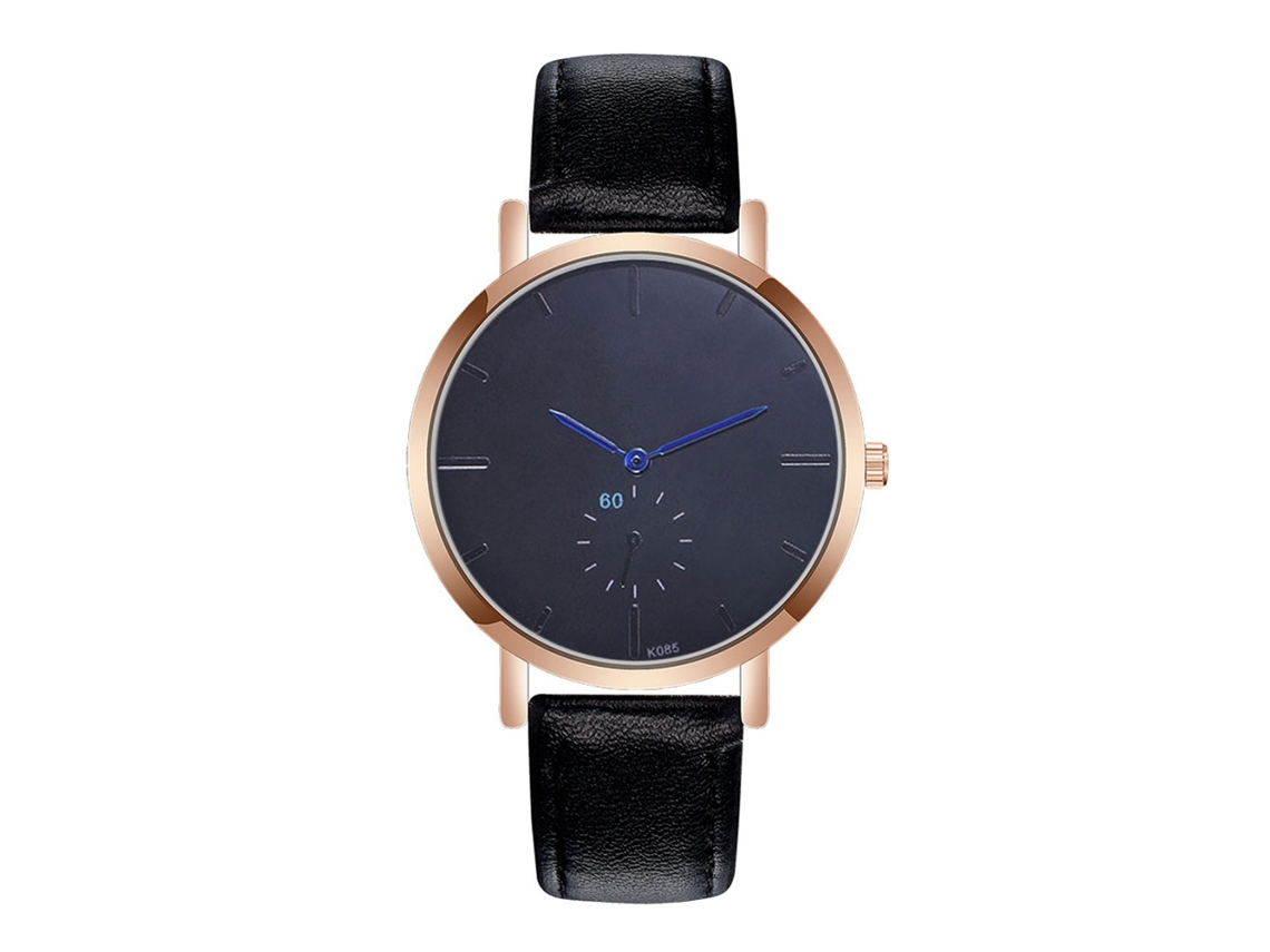 Relógio masculino analógico de quartzo com pulseira de couro PU, estilo esportivo e profissional (preto)