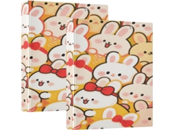 Fofa Pasta Escolar Com 3 Argolas Com Desenho Coelho Laranja 1, 5 Polegadas, Capa Com Bolsa, Embalagem Com 1 2 Pastas