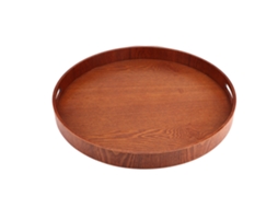 Bandeja Antiderrapante Para Servir, Bandeja Otomana Decorativa Com Superfície Lisa, Prato Grande Redondo De Madeira Multiuso Com Portas Para Alças, Ba