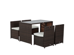 Conjunto de Jardim para 2 Pessoas com Mesa e 2 Cadeiras com Furo para Guarda-sol, Alumínio Branco | S/MARCA
