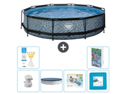 Piscina Exit Redonda Efeito Pedra 360x76 Cm 5 peças S303 EXIT TOYS