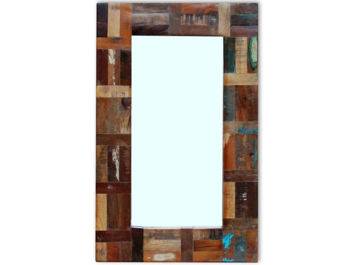 Vidaxl Espelho 80x50 Cm Madeira Reciclada Maciça