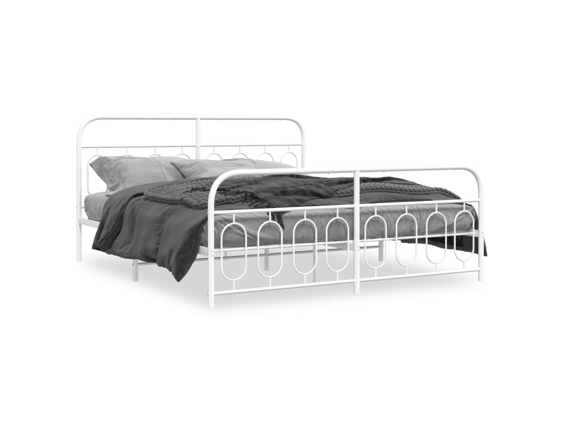 Bed Frame, Bed Frames Vidaxl Branco Metal (193 X 203 Cm)