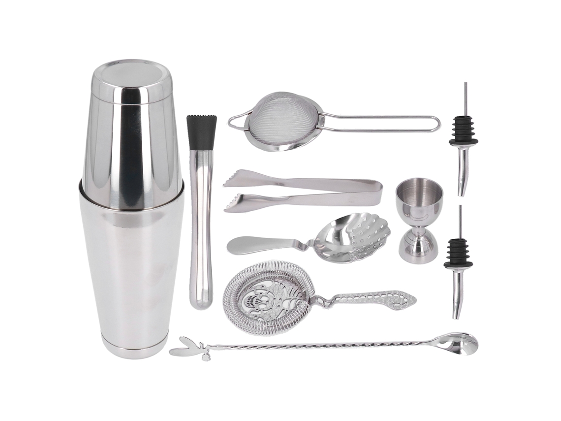 Conjunto De Coqueteleira De 11 Peças Em Aço Inoxidável, Utensílio Para Misturar Coquetéis, Ideal Para Uso Doméstico, Cor Prata.