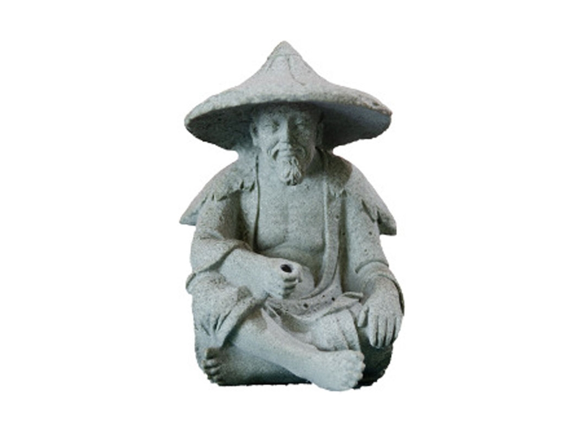 Ornamento de Pescador de Resina Cinza Claro Estátua Velho Pescando Aquário Jardim Pedras Micropaisagem S/MARCA
