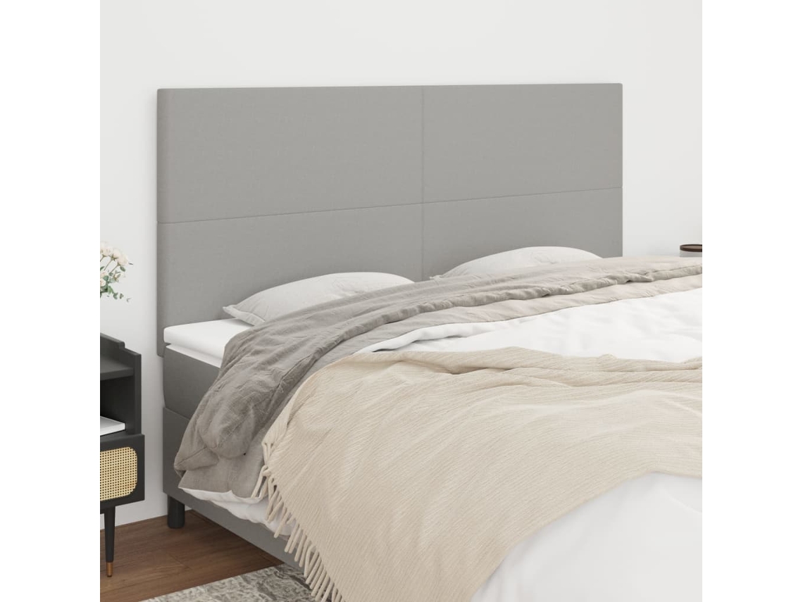 Vidaxl Cabeceira Cinza Claro 180x5x118/128 Cm Tecido