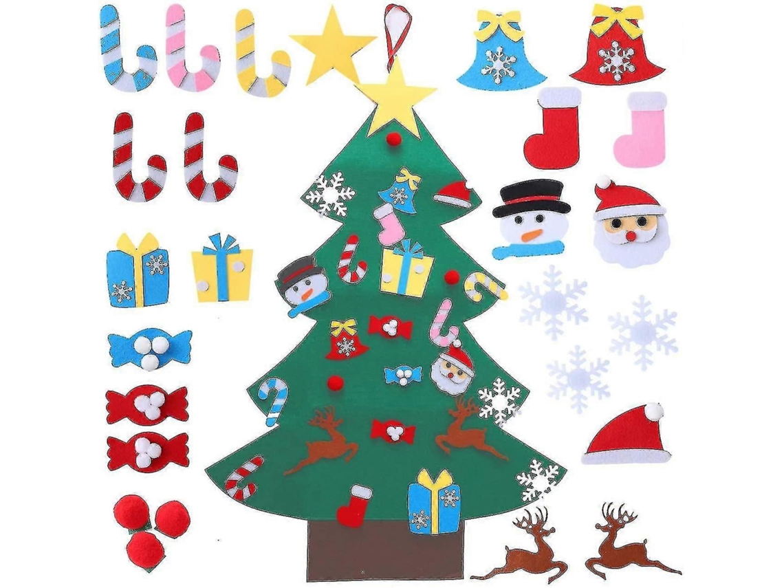 Árvore De Natal De Feltro Faça Você Mesmo Com 25 Enfeites, Presentes De Natal Para Crianças Olysi Shop