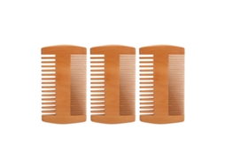 Kit De 3 Pentes De Barba Em Madeira Duas Faces Dentes Finos E Largos Anti-estático Para Barbear E Cuidados Com Bigode