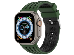 Bracelete para Apple Watch 46/49/45/44mm Silicone Respirável Bicolor com Furos Verticais Verde exército e Preto XIAOMOYU