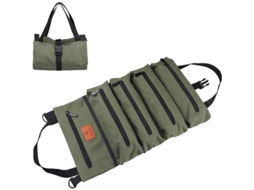 Bolsa De Ferramentas Rolável De Lona Com 5 Bolsos Zipper, Estojo Multifuncional (verde)