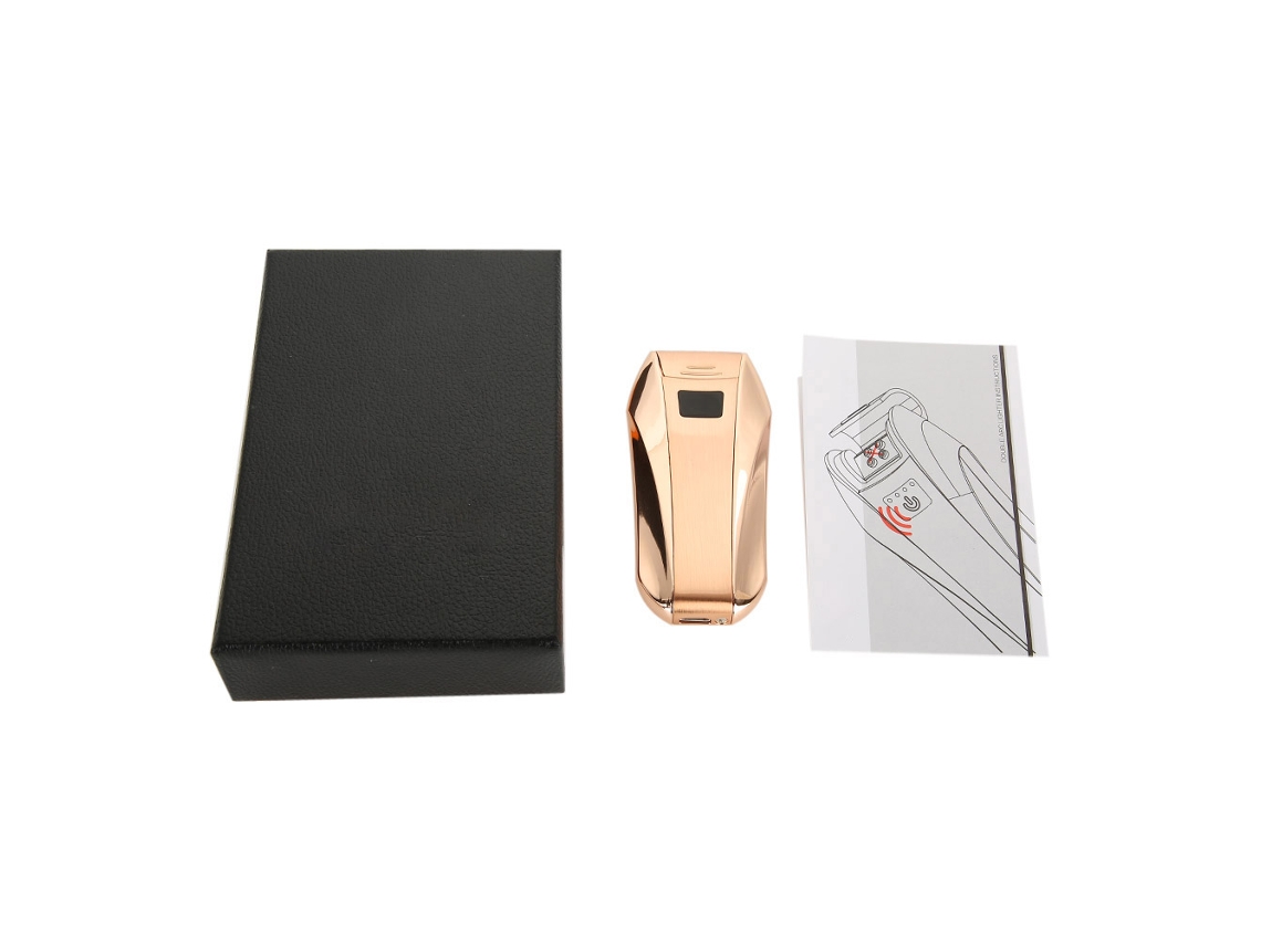 JILLIOPER Isqueiro Cigarro Recarregável USB com Sensor de Impressão Digital, à Prova de Vento, com Display de Energia, Dourado
