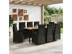 Vidaxl Conjunto De Jantar Para Exterior 9 Unid. Preto