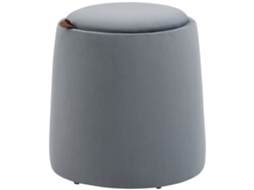 Banquinho De Veludo 2-em-1 Com Armazenamento E Tampa Removível Ø44 Cm X 47,5 Cm Cinza Hm