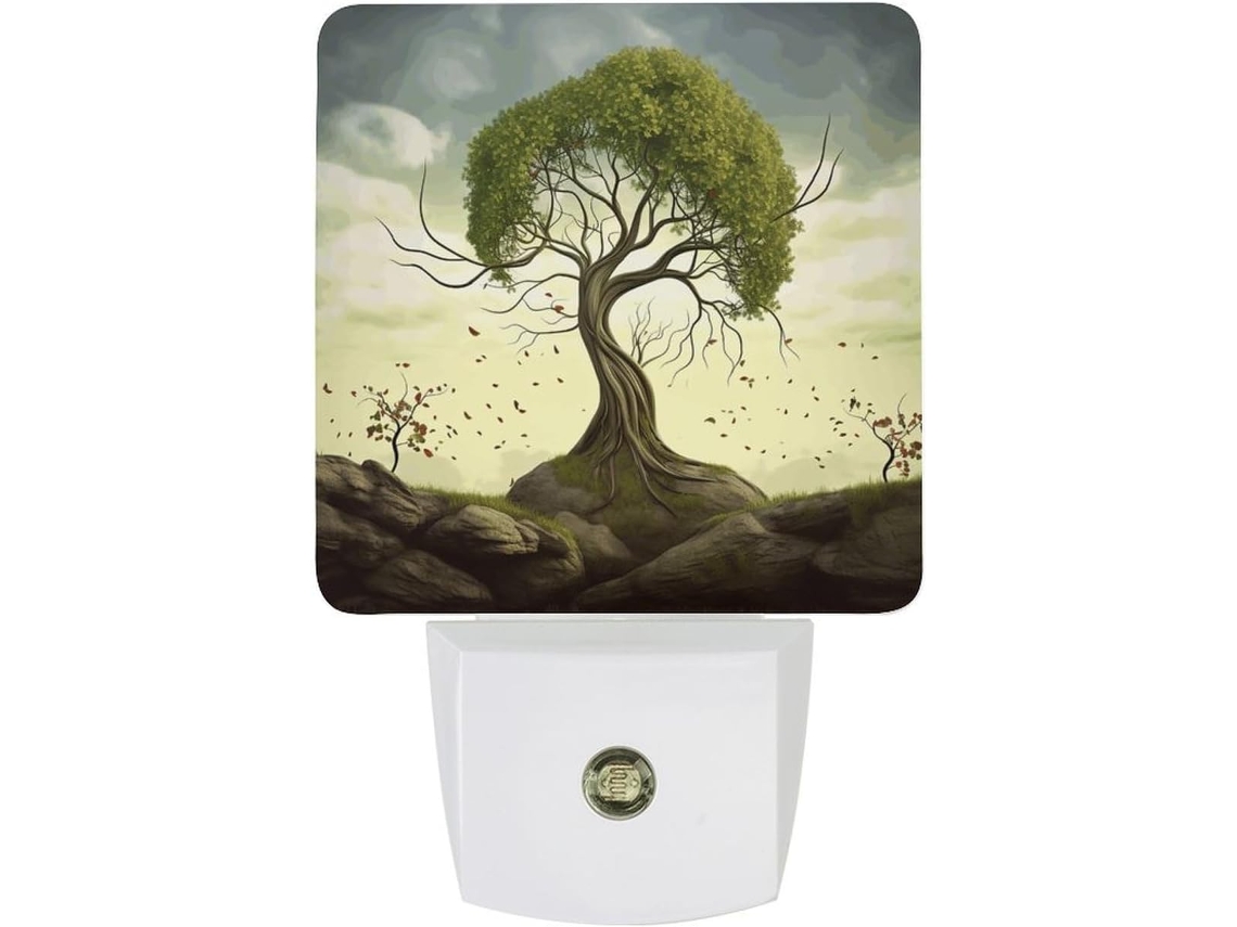 Luminária Noturna Led De Tomada Com Design Árvore, Sensor Crepuscular, Plugue De Parede, Luz Noturna Decorativa