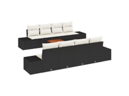 Conjunto 9 Conjunto De Sofá De Jardim Vidaxl Preto Vime Pe (55 X 55 X 37 Cm)