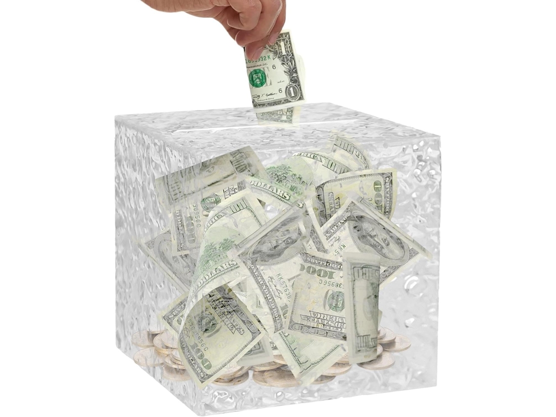Cofrinho/pote Para Moedas Em Acrílico Transparente |