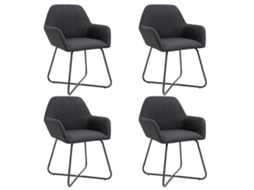 Vidaxl Cadeiras De Jantar 4 Pcs Tecido Preto