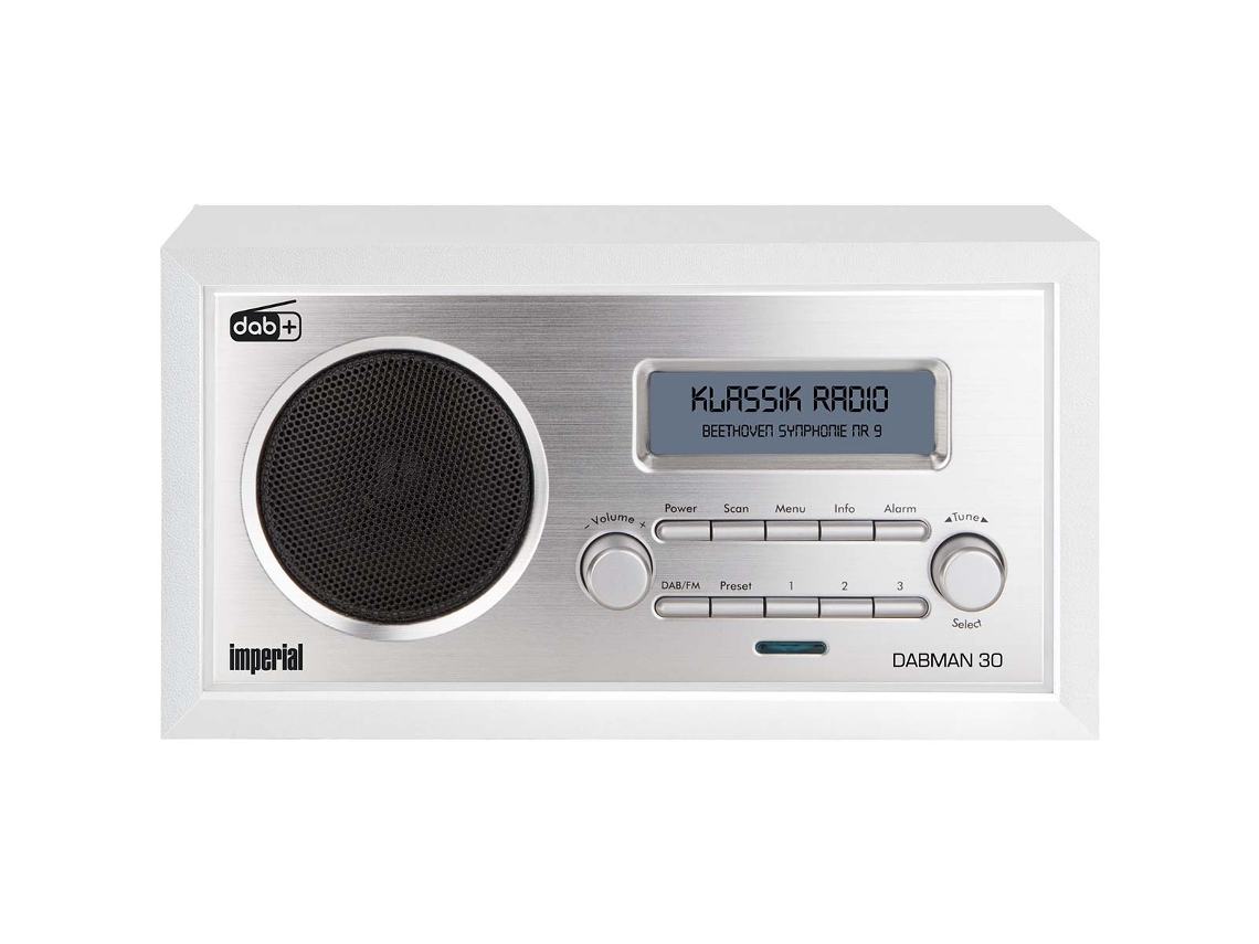 Rádio Dab / Fm Com Ecrã Retroiluminado E Função De Alarme Dabman 30 Branco Imperial