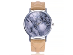 Reloj De Pulsera De Cuarzo Unisex Con Correa De Cuero Pu Ccq Marbled Fashion (crema)