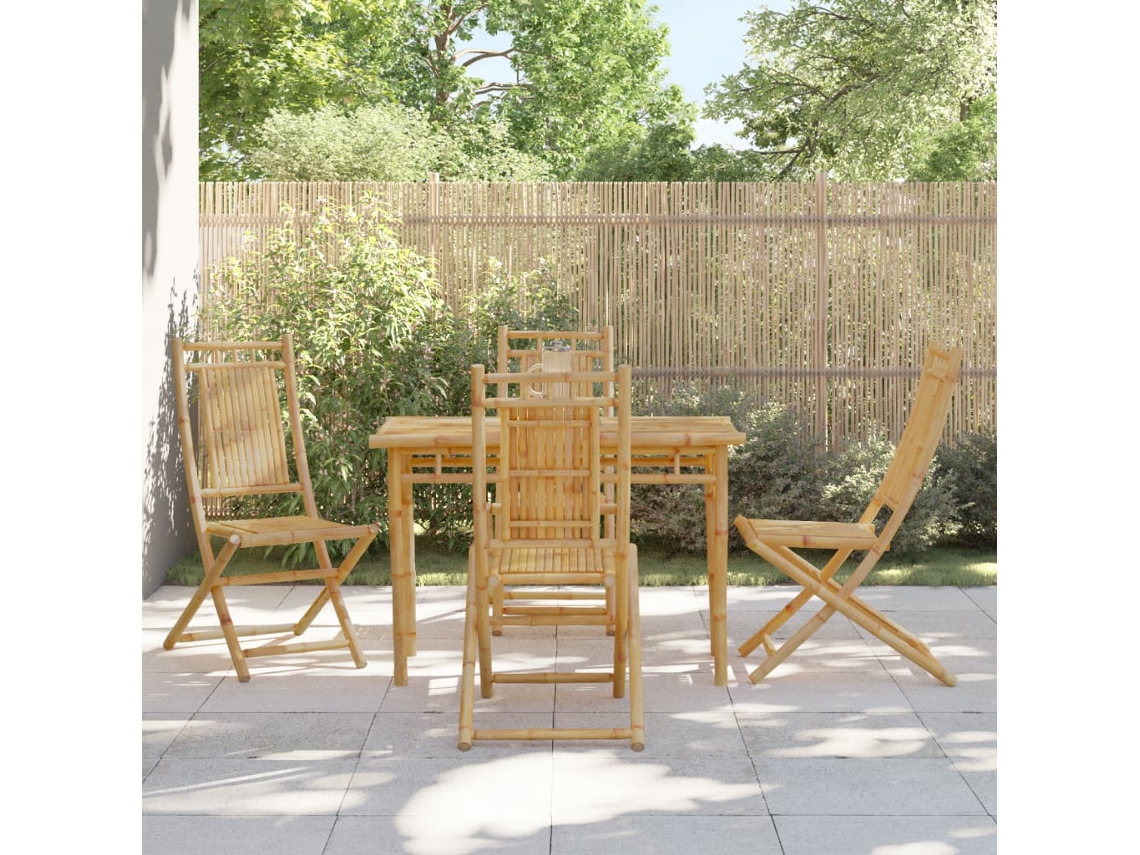 Vidaxl 5 Pcs Conjunto De Jantar Para Jardim Bambu