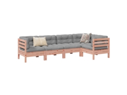 Vidaxl 5 Pcs Conj. Sofás Jardim C/ Almofadões Madeira Abeto de douglas