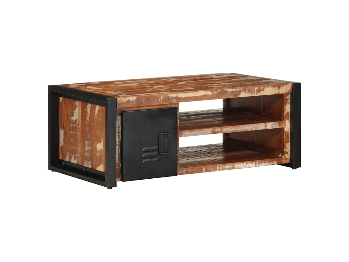Vidaxl Mesa De Centro Multicor 90x50x36 Cm Madeira Maciça Recuperada