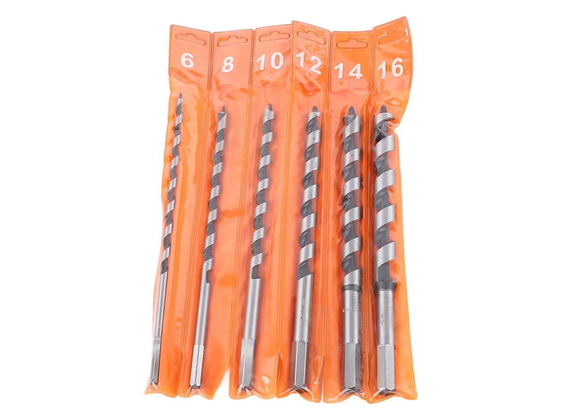 Conjunto de Brocas para Carpintaria 6pcs 230mm Longo Haste Hexagonal