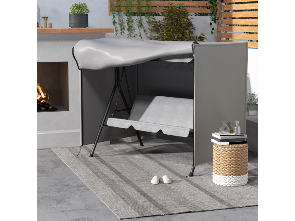 Capa Protetora Para Balanço De Jardim, Cobertura Impermeável Com Proteção Solar Em Oxford, Cinza 205x124x164cm Quenty