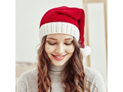 Gorro De Invierno De Santa Para Mujer Suave Tejido Caliente Con Pompón Gorro De Calavera Navideño