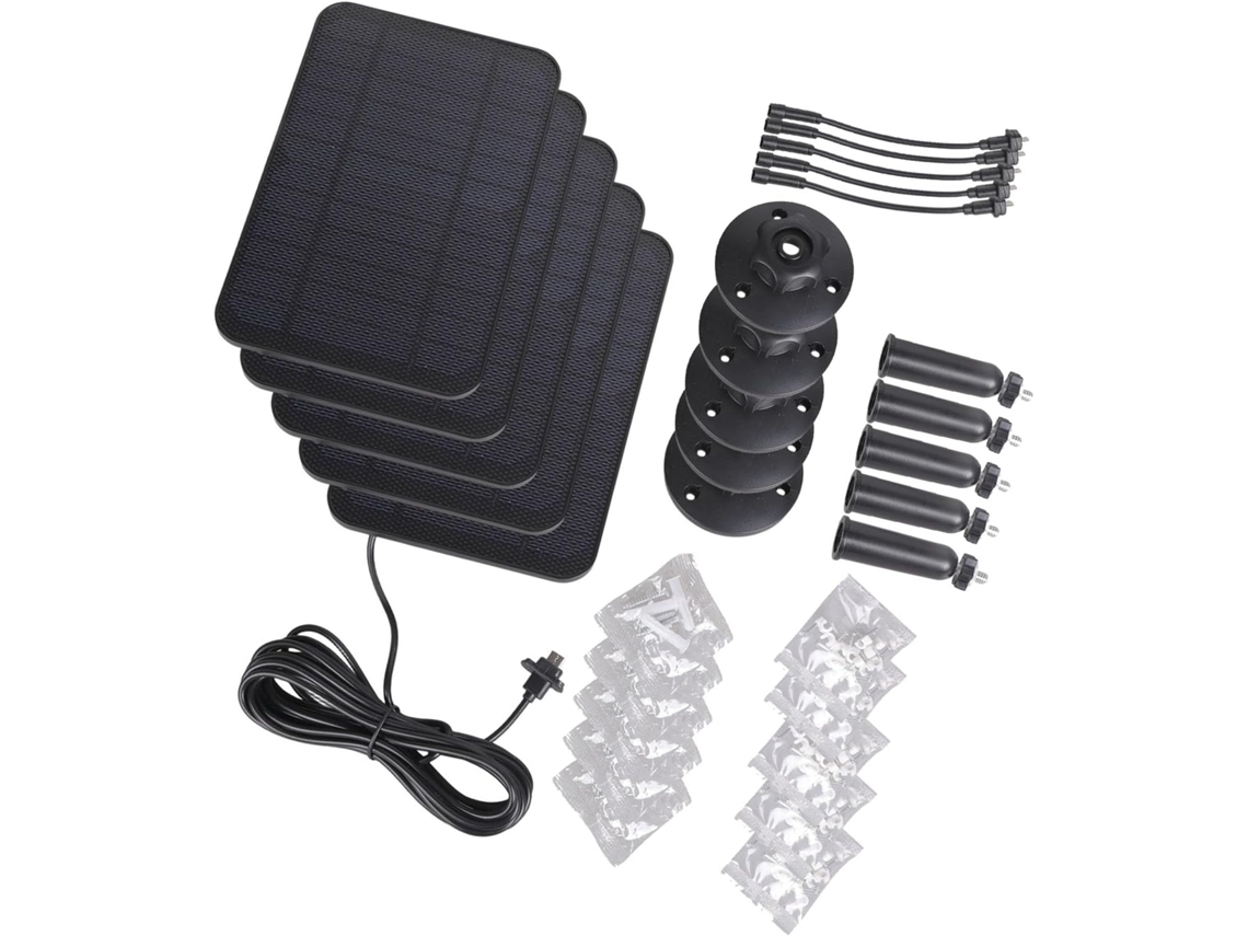 Kit SFUSHOS com 5 painéis solares, 2000mAh, suporte e cabos