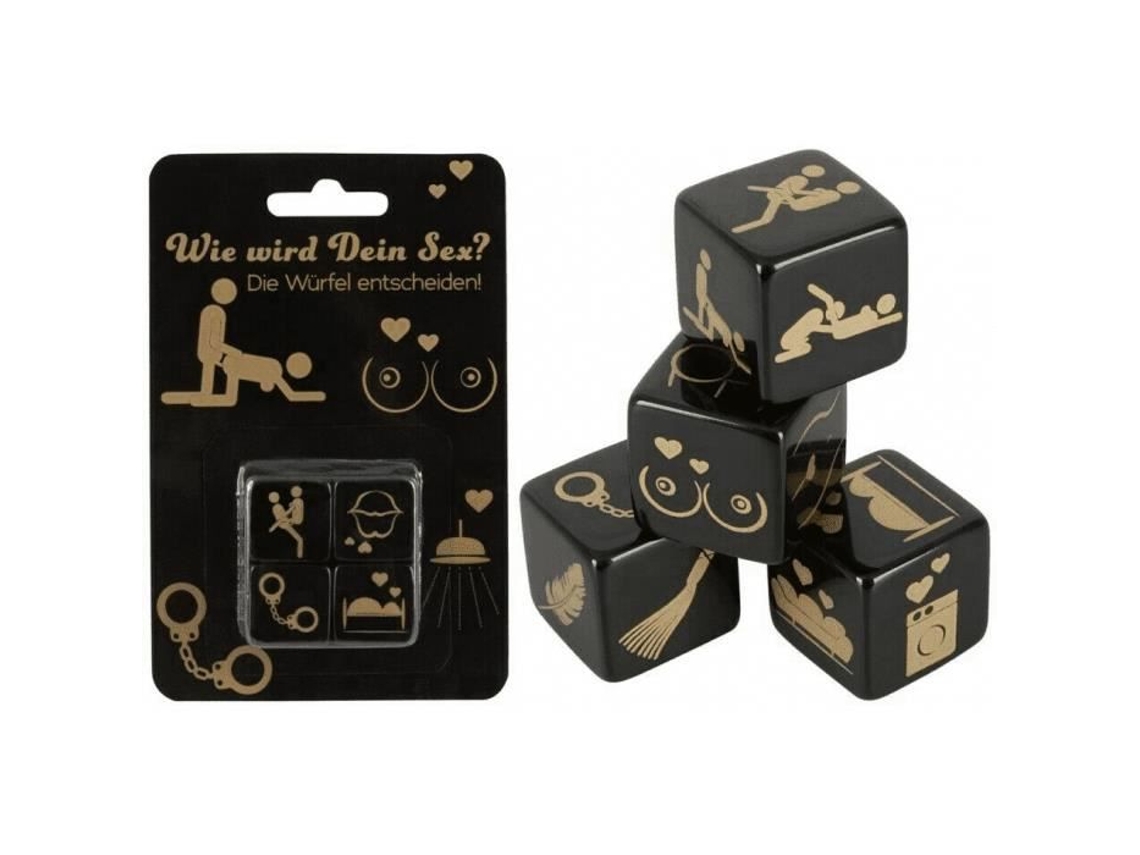 4 dados pretos e dourados YOU 2 TOYS