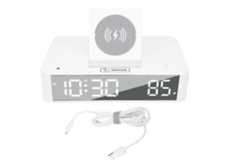 Despertador digital LED Baok-reloj com espelho e carregamento sem fio de 10 W para quarto, escritório e casa EN001 Branco