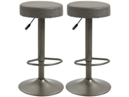 Conjunto de 2 Banquetas Giratórias, Apoio para os Pés, Altura Ajustável, 35x36x64 85cm, Cinza | S/MARCA