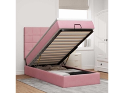 Vidaxl Estrutura De Cama Otomana Com Colchões Rosa 90x200cm Veludo