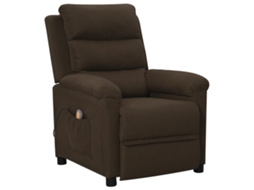 Vidaxl Poltrona De Massagens Tecido Castanho-escuro