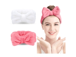 Faixa de Cabeça de Spa 2 Un de Faixa de Cabelo com Laço para Mulhers Maquiagem Facial Faixa de Cabeça de Lã Coral Macia para Lavar O Rosto JEDBESETZT