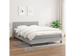 Vidaxl Cama Com Molas/colchão 140x190 Cm Tecido Cinzento-claro