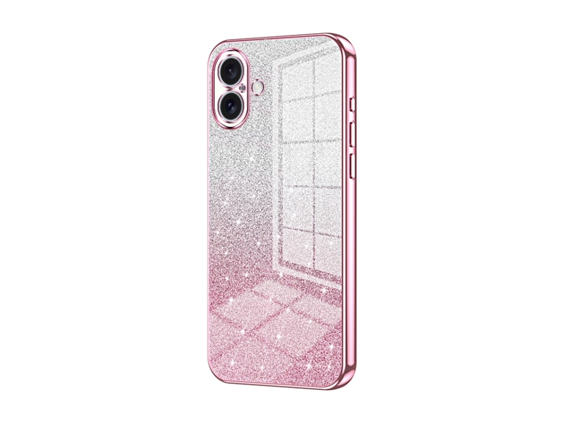 Capa Para Iphone 16 Plus - Glitter Degradê - Acabamento Eletroplaqueado