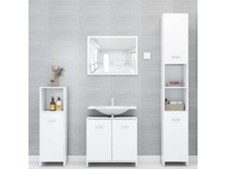 Vidaxl 4 Pcs Conjunto De Móveis De Casa De Banho Contraplacado Branco