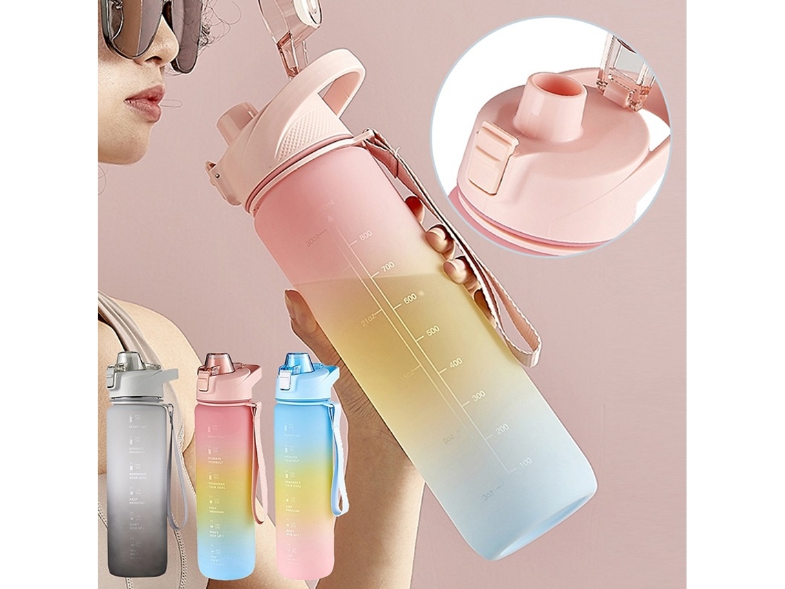 Garrafa Desportiva Motivacional Com Palhinha (1 L)*