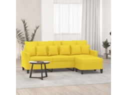 Vidaxl Sofá De 3 Lugares Com Apoio De Pés 180 Cm Tecido Amarelo-claro